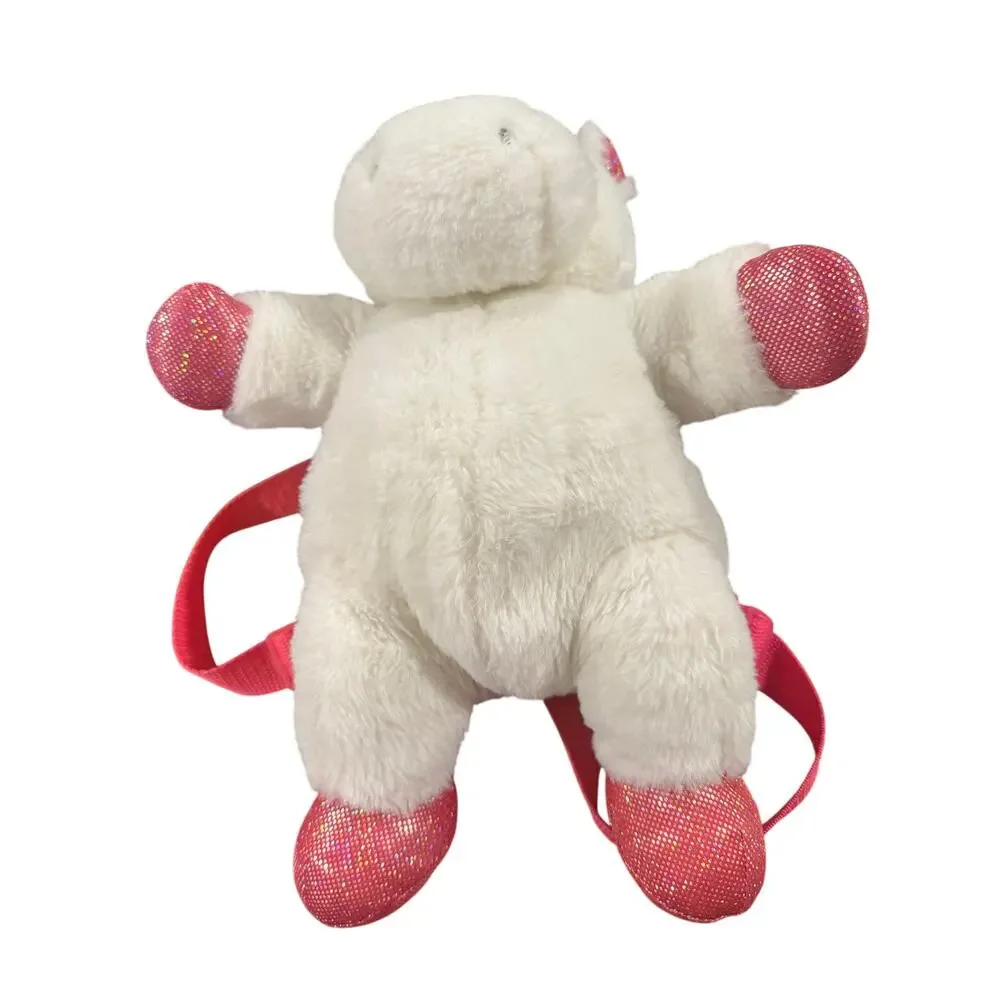 Claire’s Club Plush Unicorn Backpack White Pink Zipper Closure Adjustable Straps